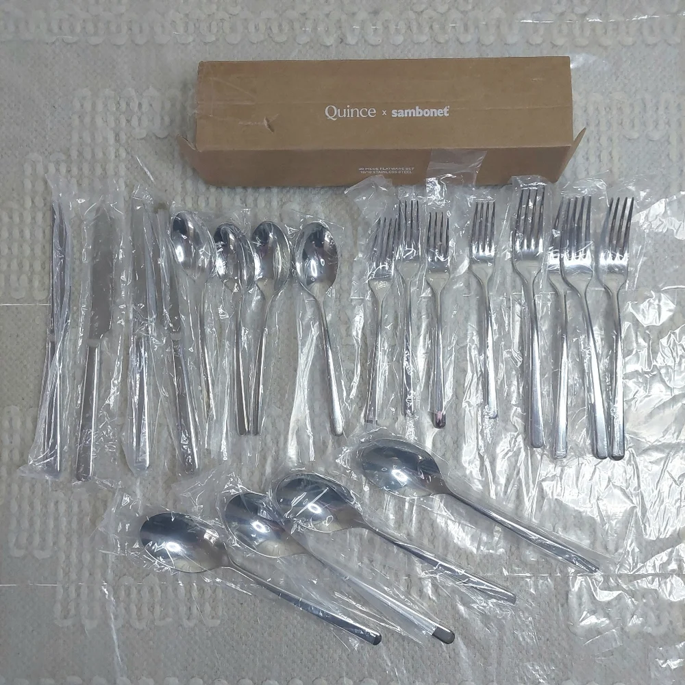 NEW! Quince- Sambonet Gia Minimalist 20 Piece Stainless Steel Flatware Set!(B4)